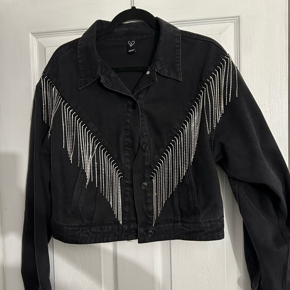 Black rhinestone fringe jacket - perfect for Nashville or a concert concert